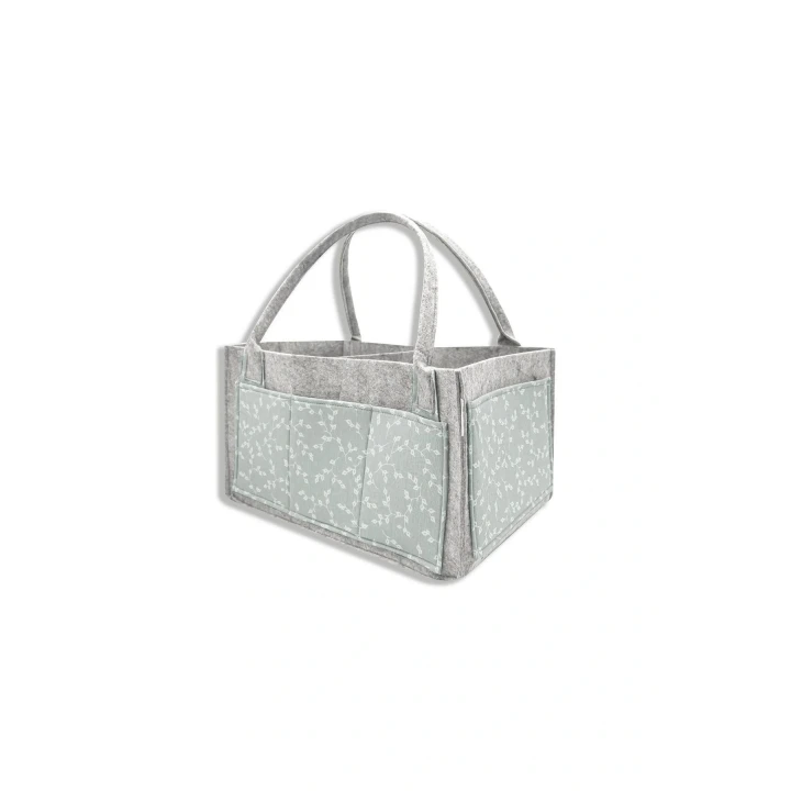 Babyjem Keçe Anne Bebek Bakım Çantası Organizer Yeşil Çiçek