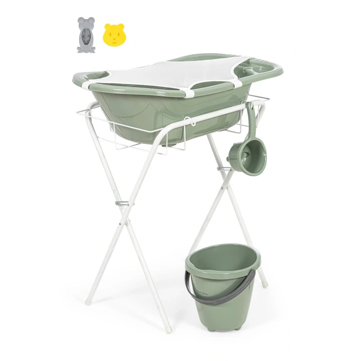 Babyjem Ayaklı Bebek Banyo Küvet Seti 7 Parça Soft Yeşil