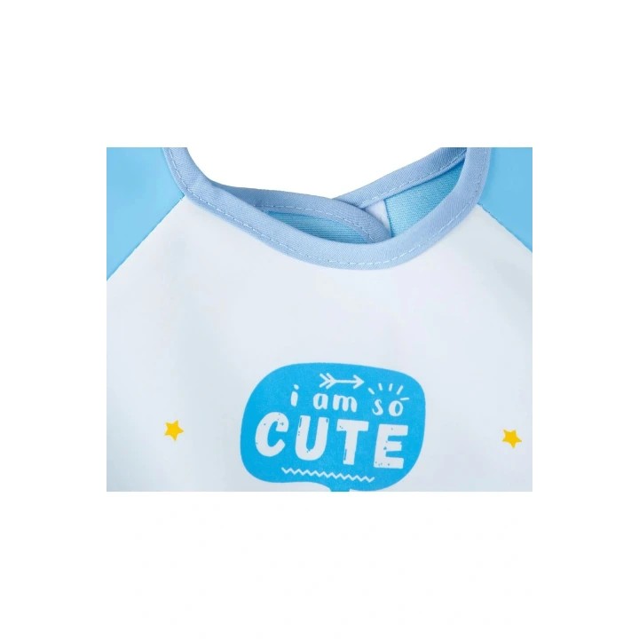 Babyjem Poli Muşamba Kollu Mama Önlüğü Mavi Outlet