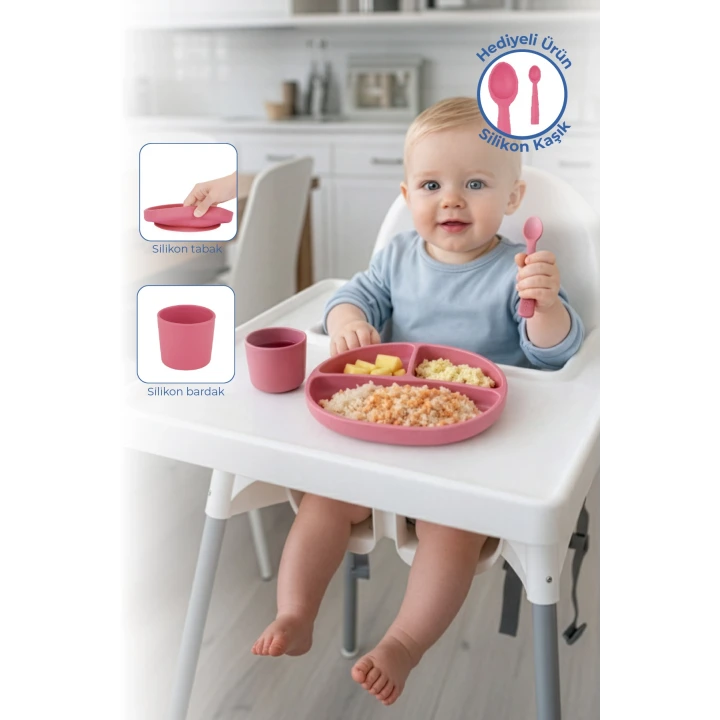 Babyjem 917 Silikon Beslenme Seti Silikon Kaşık Hediyeli