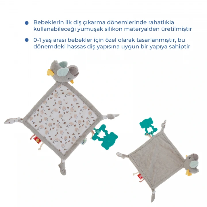 Babyjem 926 Birdy Diş Kaşıyıcılı + Silikon Emzik Hediyeli Uyku Arkadaşım Kahve