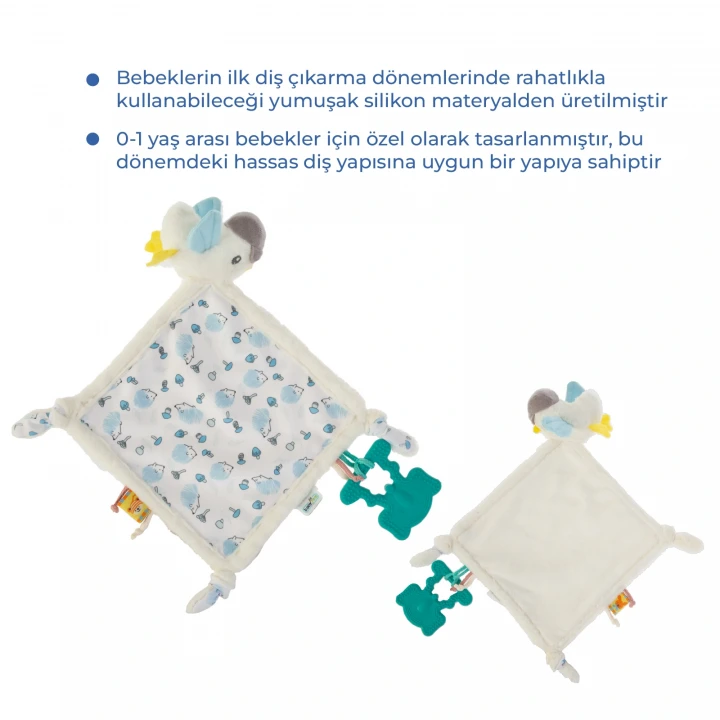 Babyjem 926 Birdy Diş Kaşıyıcılı + Silikon Emzik Hediyeli Uyku Arkadaşım Mavi 