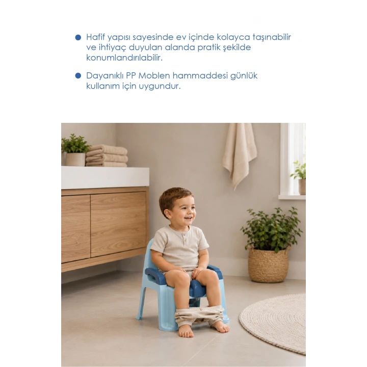 Babyjem Afacan Lazımlık Ergonomik Tuvalet Eğitimi Yardımcısı İndigo Mavi
