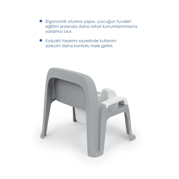 Babyjem Afacan Lazımlık Ergonomik Tuvalet Eğitimi Yardımcısı Soft Gri