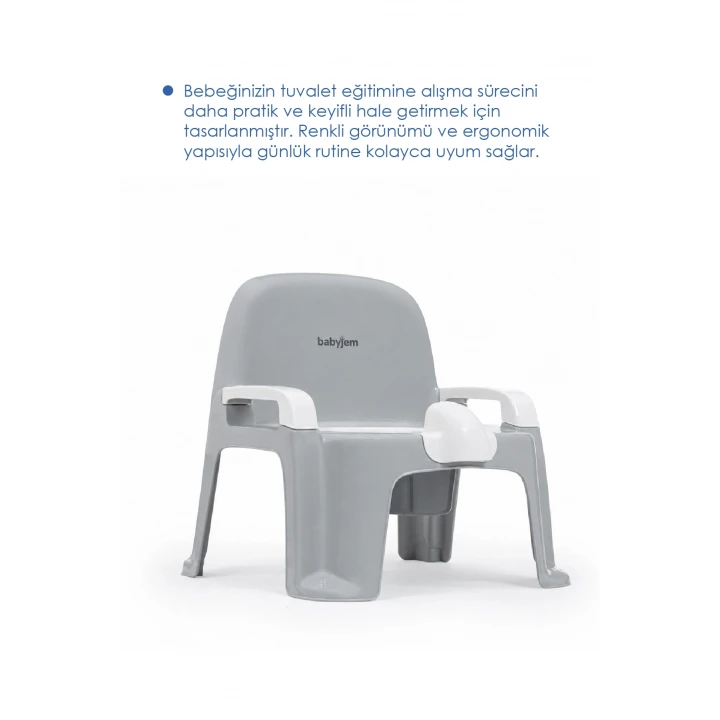 Babyjem Afacan Lazımlık Ergonomik Tuvalet Eğitimi Yardımcısı Soft Gri