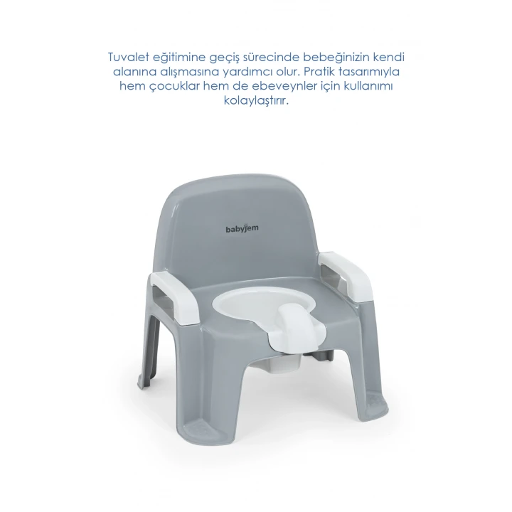 Babyjem Afacan Lazımlık Ergonomik Tuvalet Eğitimi Yardımcısı Soft Gri