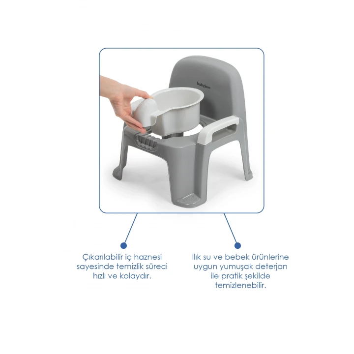Babyjem Afacan Lazımlık Ergonomik Tuvalet Eğitimi Yardımcısı Soft Gri