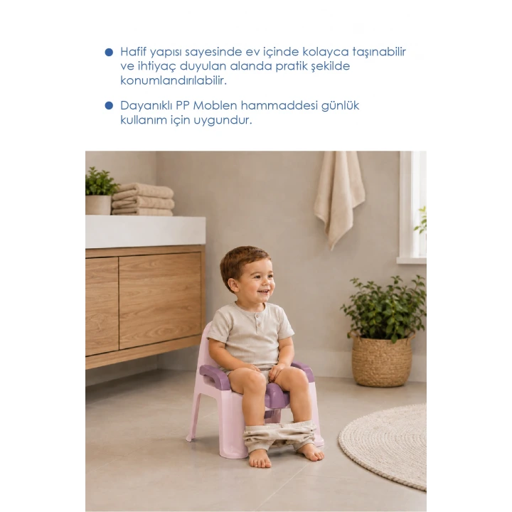 Babyjem Afacan Lazımlık Ergonomik Tuvalet Eğitimi Yardımcısı Soft Pembe