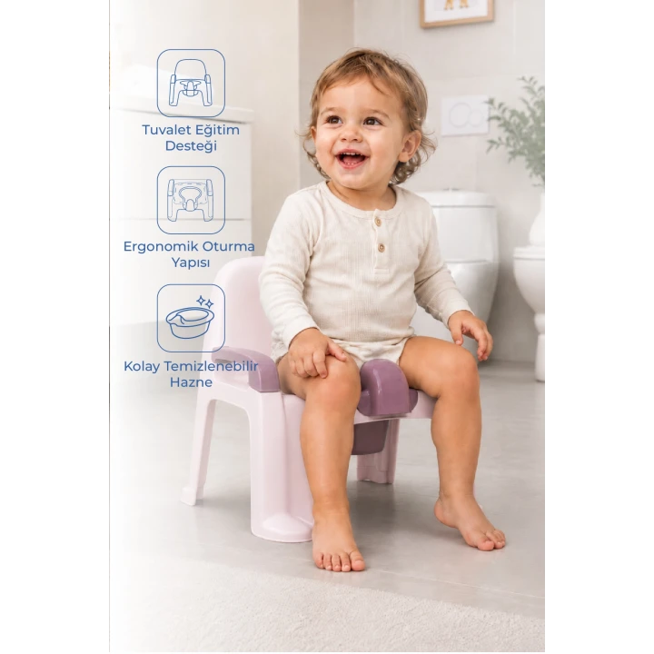 Babyjem Afacan Lazımlık Ergonomik Tuvalet Eğitimi Yardımcısı Soft Pembe