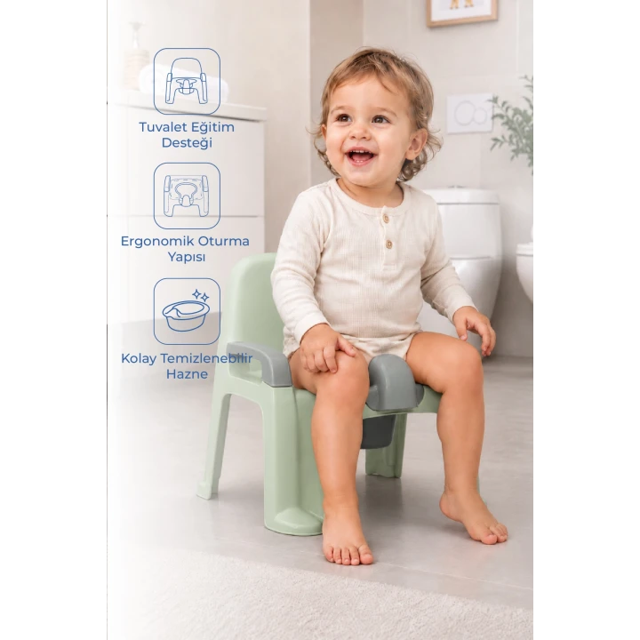 Babyjem Afacan Lazımlık Ergonomik Tuvalet Eğitimi Yardımcısı Soft Yeşil