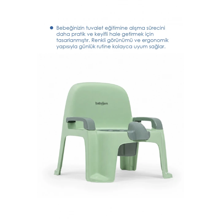 Babyjem Afacan Lazımlık Ergonomik Tuvalet Eğitimi Yardımcısı Soft Yeşil