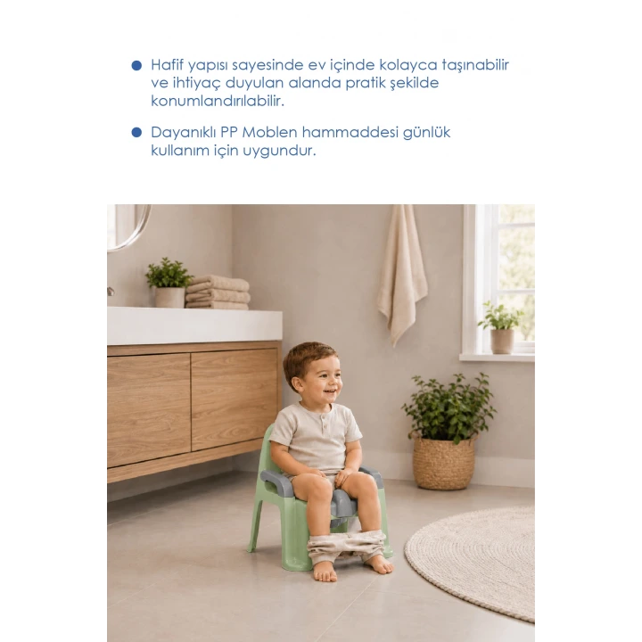 Babyjem Afacan Lazımlık Ergonomik Tuvalet Eğitimi Yardımcısı Soft Yeşil