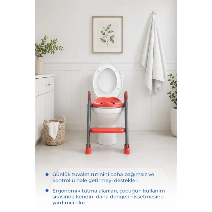 Babyjem Basamaklı Katlanır Klozet Adaptörü Mercan