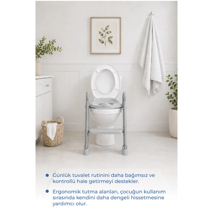 Babyjem Basamaklı Katlanır Klozet Adaptörü Soft Gri