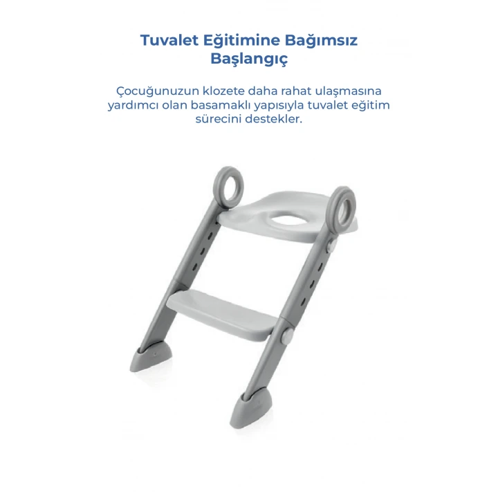 Babyjem Basamaklı Katlanır Klozet Adaptörü Soft Gri