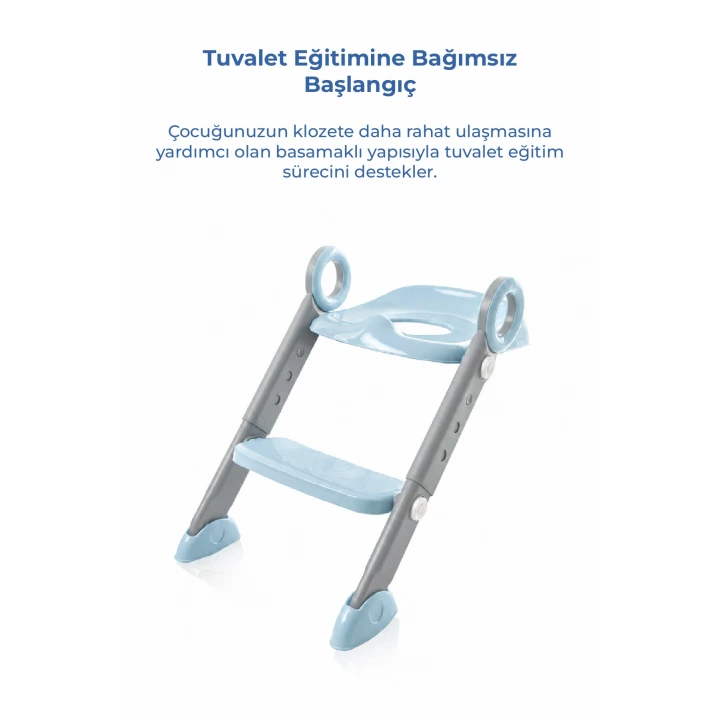Babyjem Basamaklı Katlanır Klozet Adaptörü Soft Mavi