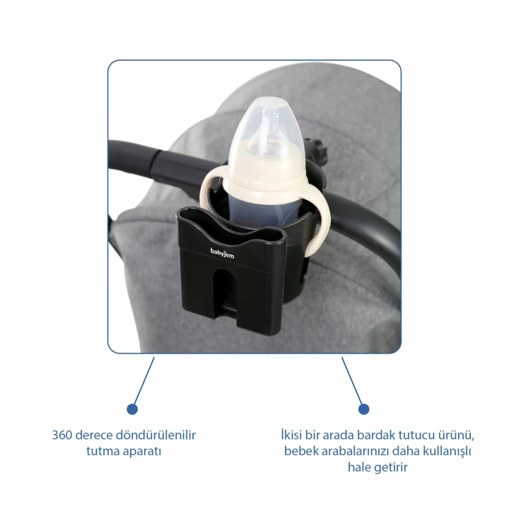 Babyjem Bebek Arabası Aksesuar 2 Parça Set Telefon Tutucu + Kanca XL