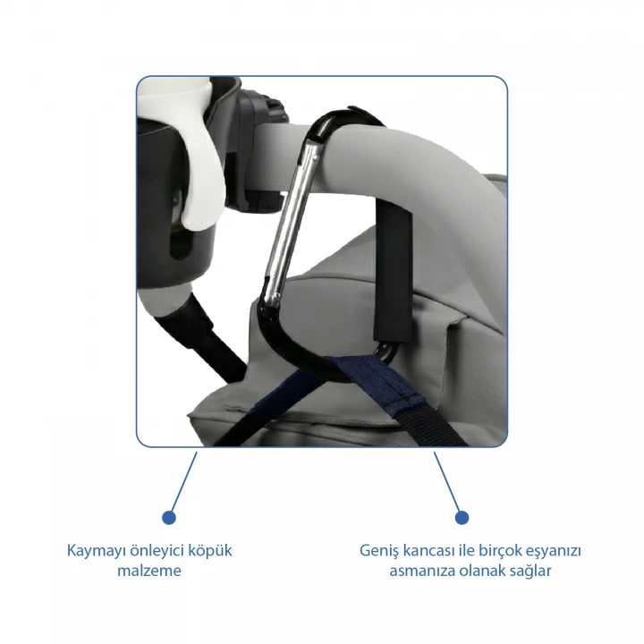 Babyjem Bebek Arabası Aksesuar 2 Parça Set Telefon Tutucu + Kanca XL