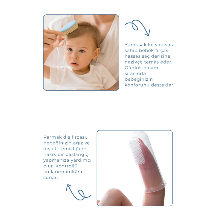 Babyjem Bebek Bakım Bakım Seti Mavi 7 Parça + Pamukçuk Eldiveni Mavi Hediyeli