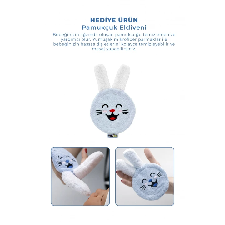 Babyjem Bebek Bakım Bakım Seti Mavi 7 Parça + Pamukçuk Eldiveni Mavi Hediyeli