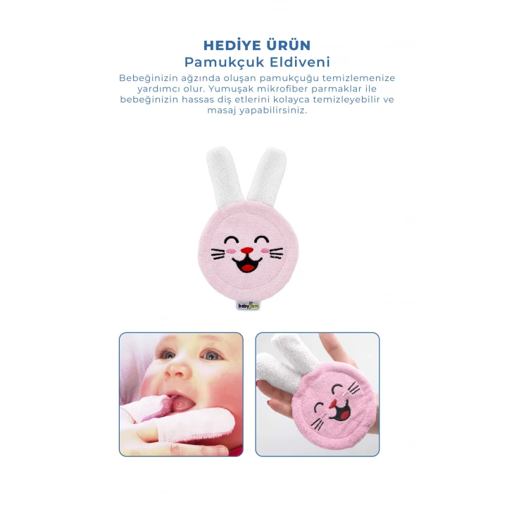 Babyjem Bebek Bakım Bakım Seti Mavi 7 Parça Pembe + Pamukçuk Eldiveni Pembe Hediyeli