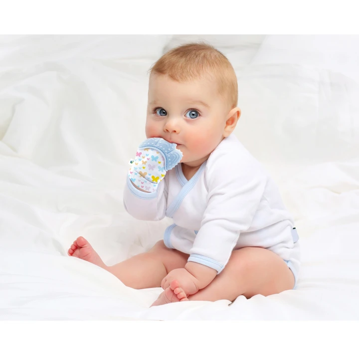 Babyjem Bebek Diş Kaşıyıcı Eldiveni Kelebek Mavi