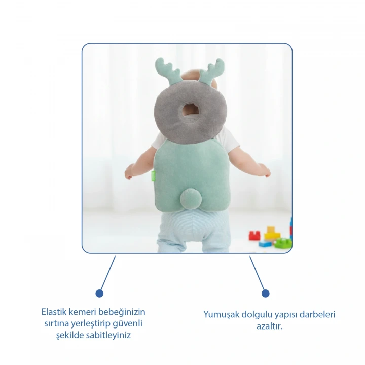 Babyjem Bebek Melek Kanadı Koruma Yastığı Yeşil Kadife