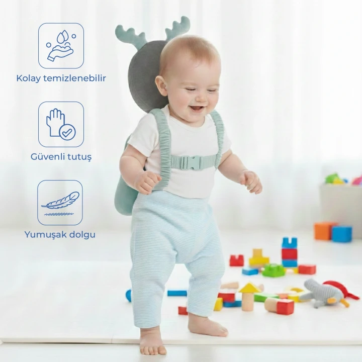 Babyjem Bebek Melek Kanadı Koruma Yastığı Yeşil Kadife