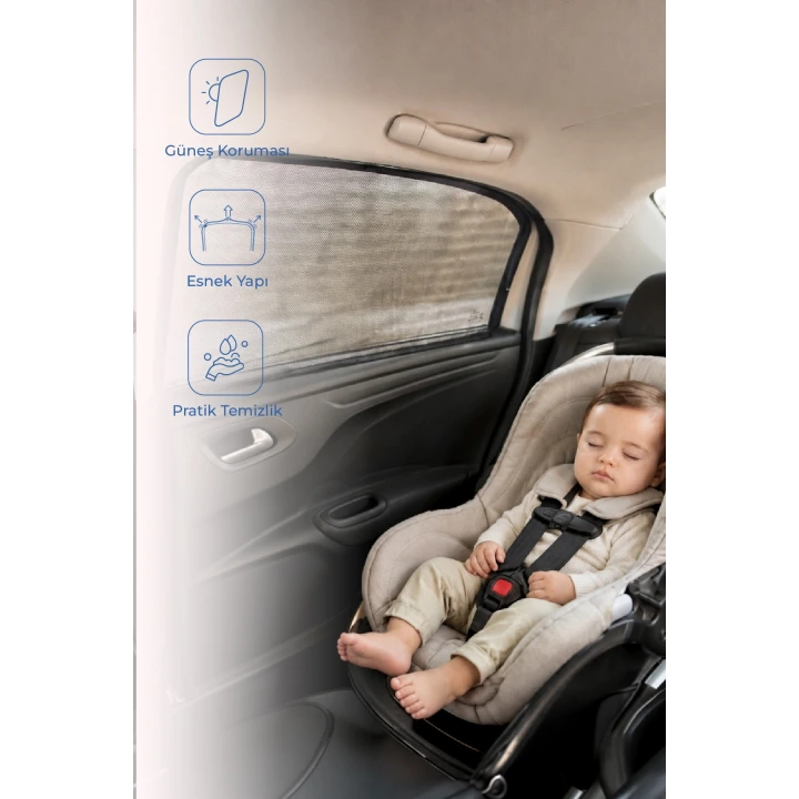 Babyjem Bebek Oto Yan Cam Perdesi Standart - 2 Adet (50x80cm)