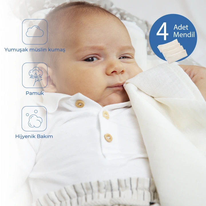 Babyjem Bürümcük Mendil 4lü Ekru