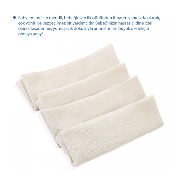Babyjem Bürümcük Mendil 4lü Ekru