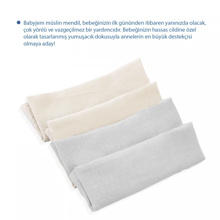 Babyjem Bürümcük Mendil 4lü Gri
