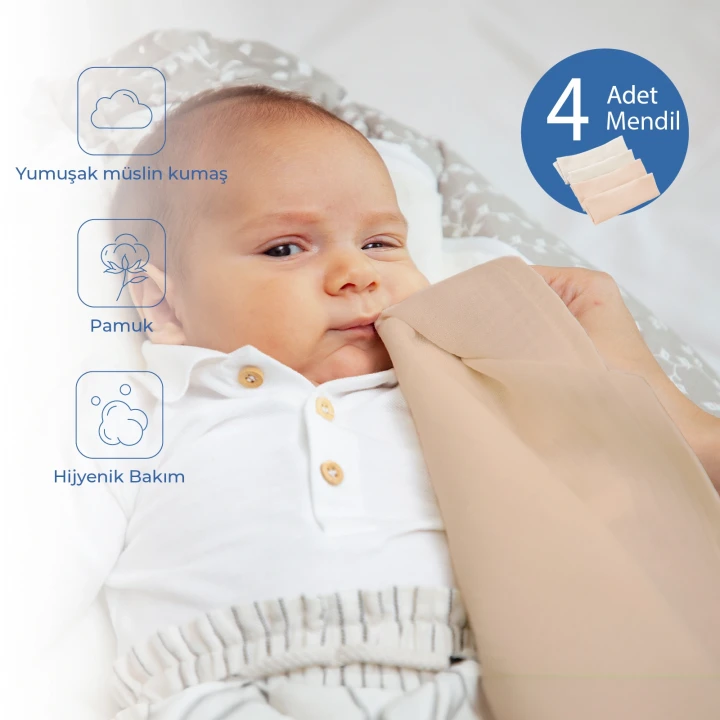 Babyjem Bürümcük Mendil 4lü Somon