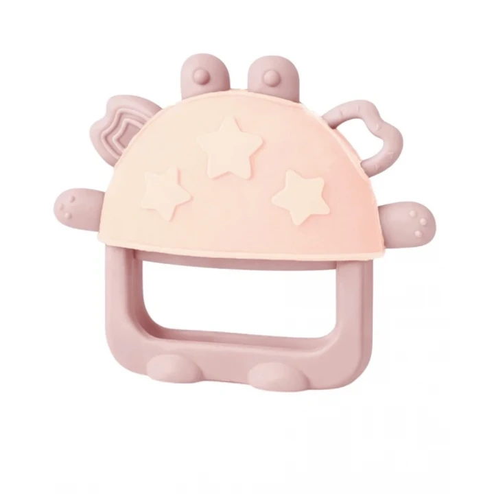 Babyjem Crabby Tutma Halkalı Silikon Diş Kaşıyıcı Pembe