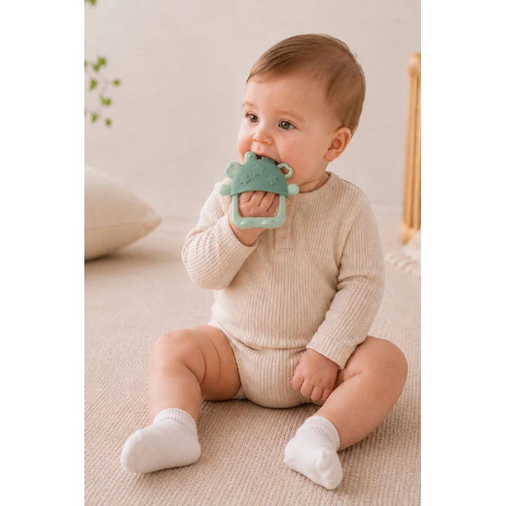 Babyjem Crabby Tutma Halkalı Silikon Diş Kaşıyıcı Soft Yeşil