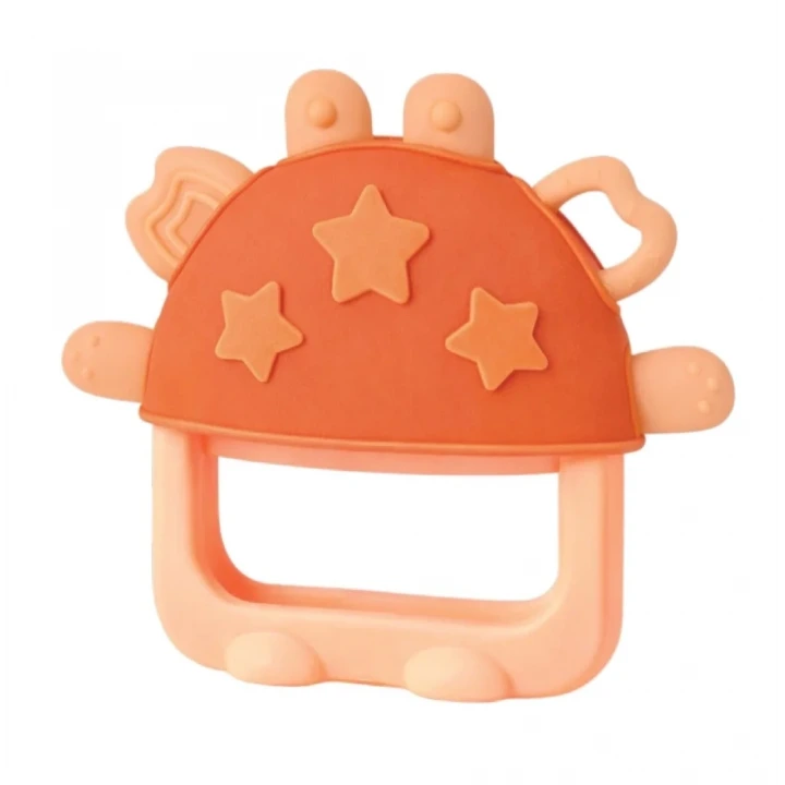 Babyjem Crabby Tutma Halkalı Silikon Diş Kaşıyıcı Turuncu