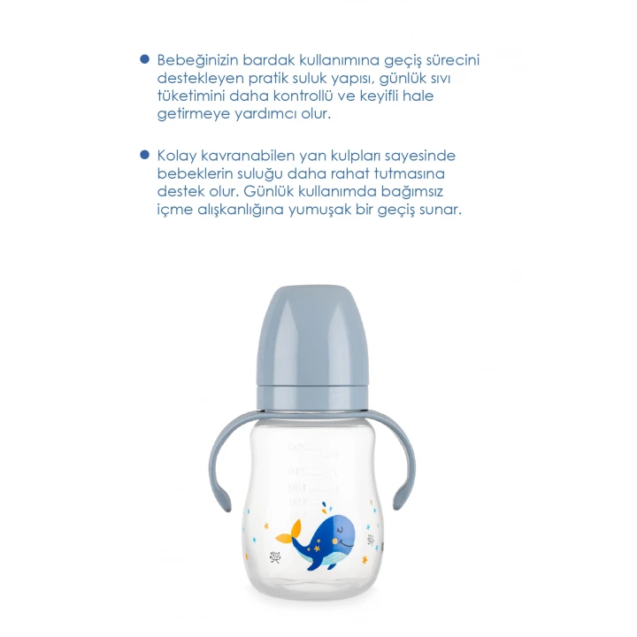 Babyjem Damlatmayan Suluk Alıştırma Bardağı 250 ml Gri