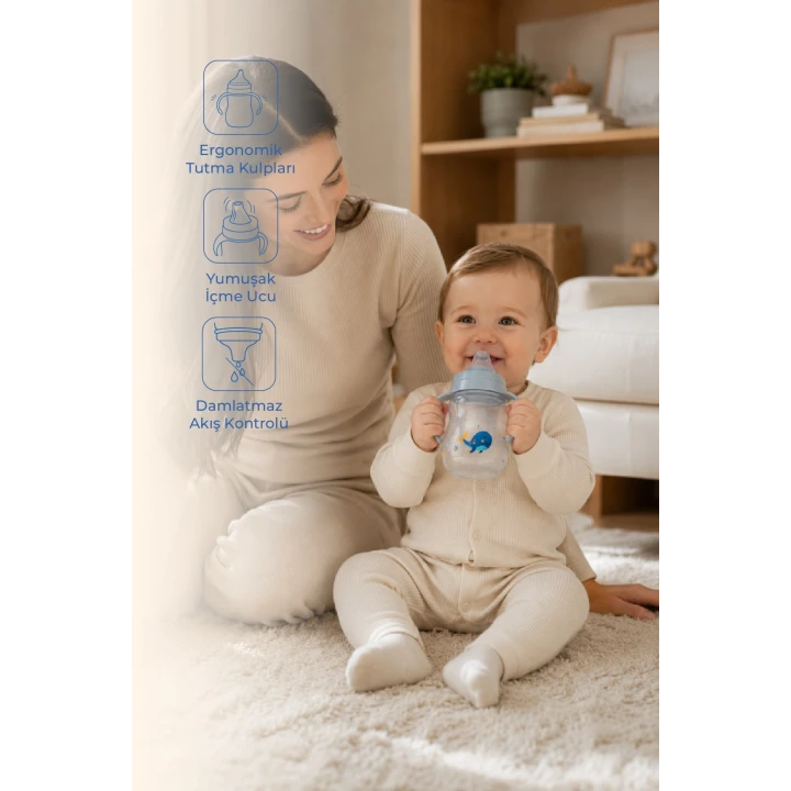 Babyjem Damlatmayan Suluk Alıştırma Bardağı 250 ml Gri