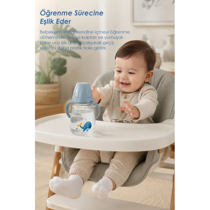 Babyjem Damlatmayan Suluk Alıştırma Bardağı 250 ml Gri