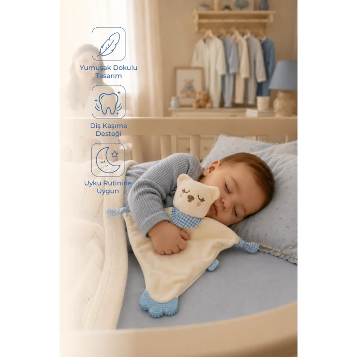 Babyjem Diş Kaşıyıcılı Sevimli Uyku Arkadaşım Mavi