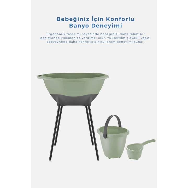 Babyjem Elegant Yenidoğan Bebek Banyo Küvet Seti Soft Yeşil