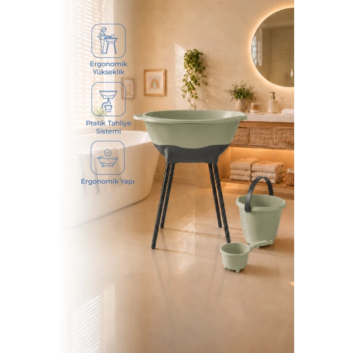 Babyjem Elegant Yenidoğan Bebek Banyo Küvet Seti Soft Yeşil