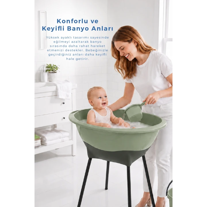 Babyjem Elegant Yenidoğan Bebek Banyo Küvet Seti Soft Yeşil