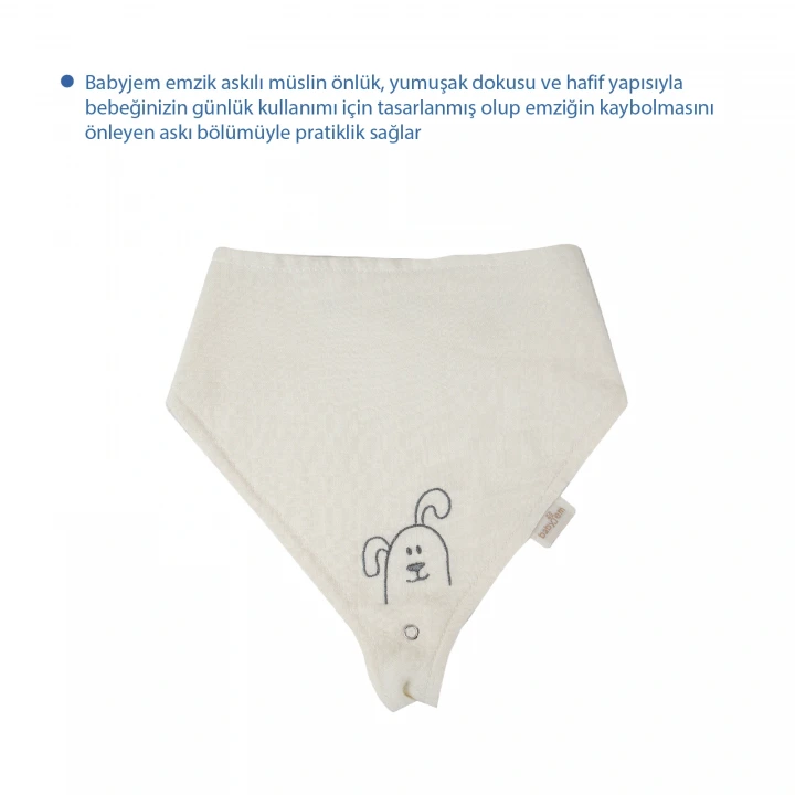 Babyjem Emzik Askılı Müslin Önlük Ekru