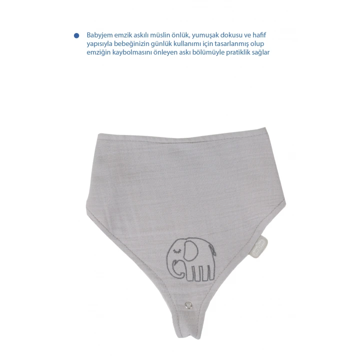 Babyjem Emzik Askılı Müslin Mama Önlüğü Gri