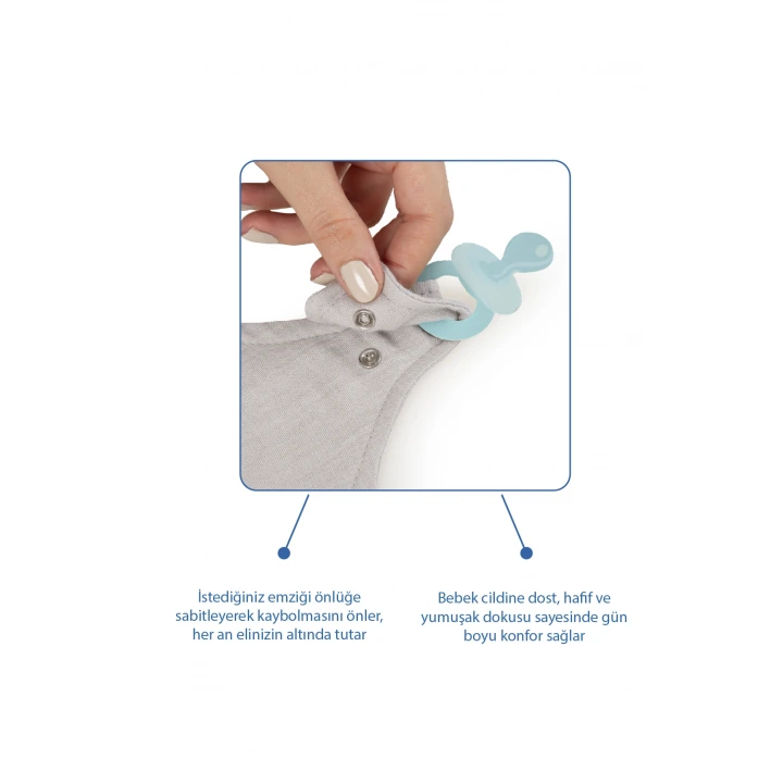 Babyjem Emzik Askılı Müslin Mama Önlüğü Gri