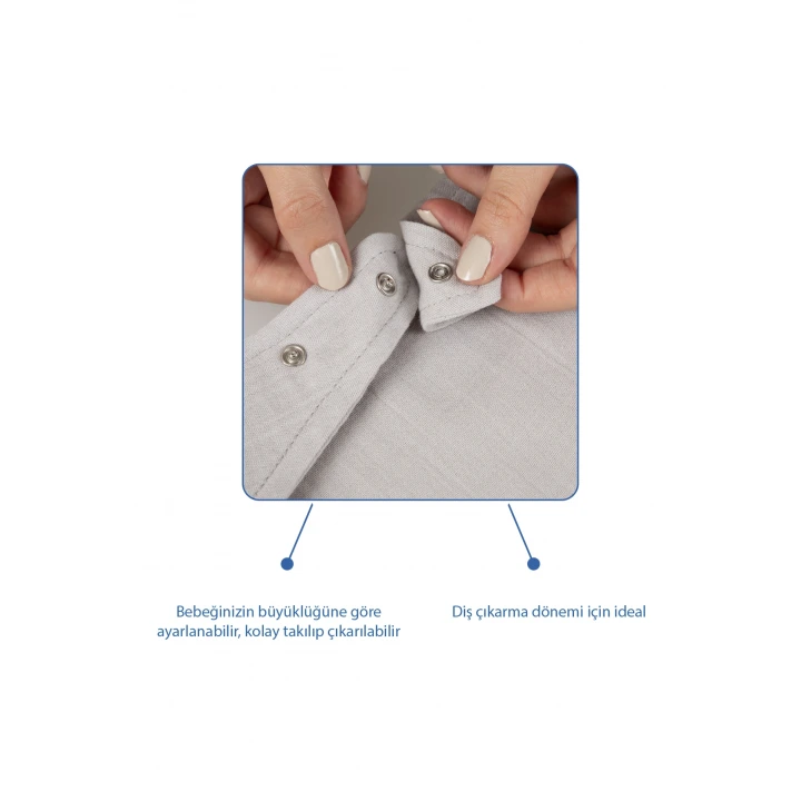 Babyjem Emzik Askılı Müslin Mama Önlüğü Gri
