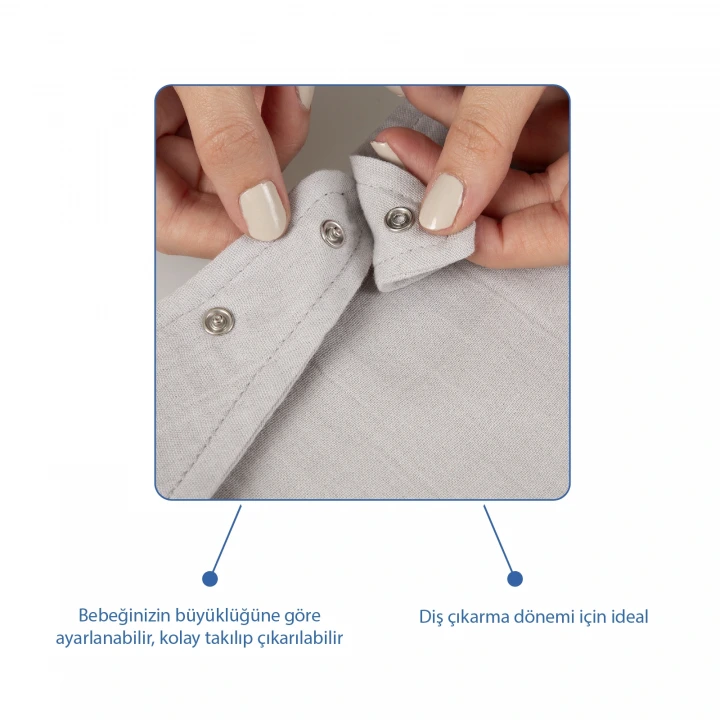 Babyjem Emzik Askılı Müslin Önlük Gri