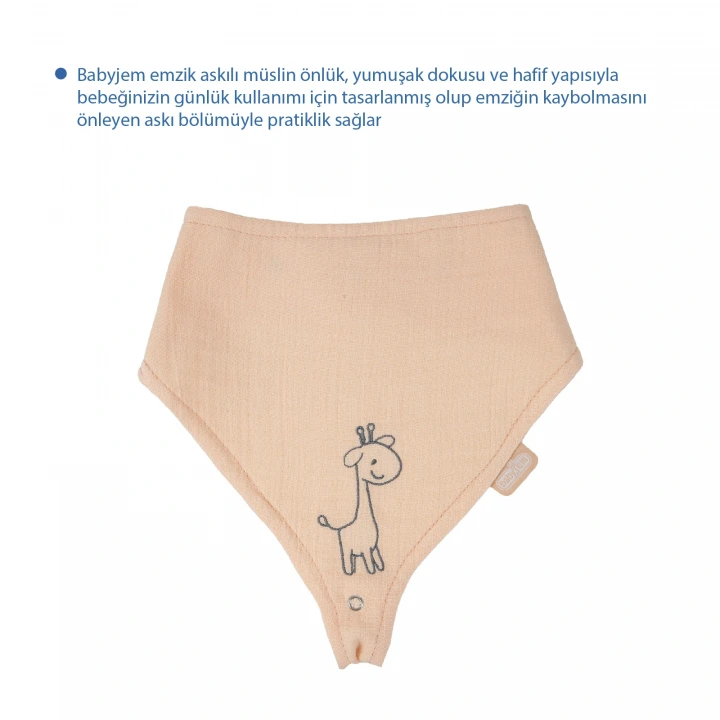 Babyjem Emzik Askılı Müslin Önlük Somon