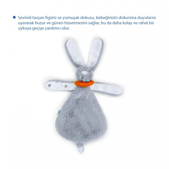 Babyjem Emzik Askılı Tavşan Uyku Arkadaşı Gri